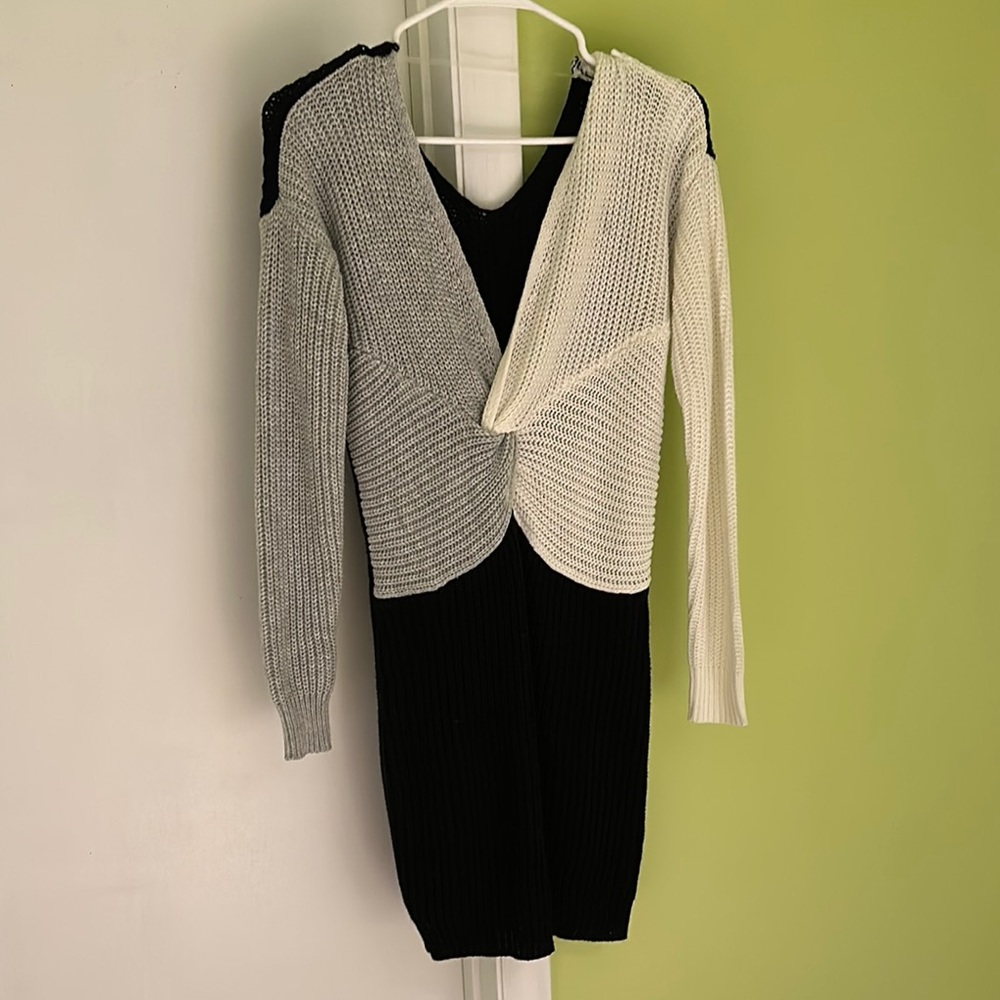 Colorblock Knit Sweater Dress
